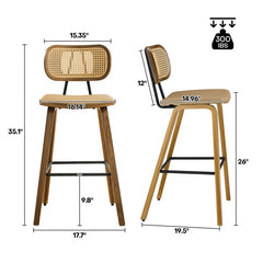 Latiu Swivel Upholstered Rattan Counter & Bar Stool