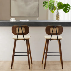 Latiu Swivel Upholstered Rattan Counter & Bar Stool