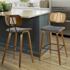 Latiu Swivel Upholstered Rattan Counter & Bar Stool