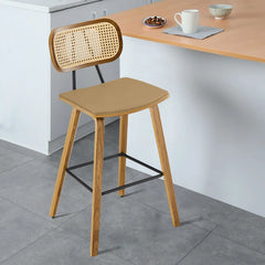 Latiu Swivel Upholstered Rattan Counter & Bar Stool