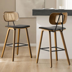 Latiu Swivel Upholstered Rattan Counter & Bar Stool