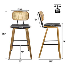 Latiu Swivel Upholstered Rattan Counter & Bar Stool