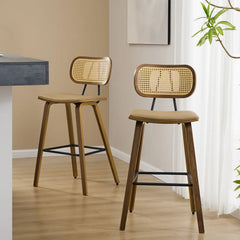 Latiu Swivel Upholstered Rattan Counter & Bar Stool