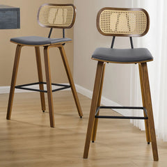 Latiu Swivel Upholstered Rattan Counter & Bar Stool