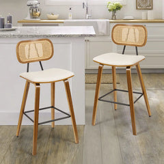 Latiu Swivel Upholstered Rattan Counter & Bar Stool