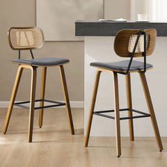 Latiu Swivel Upholstered Rattan Counter & Bar Stool