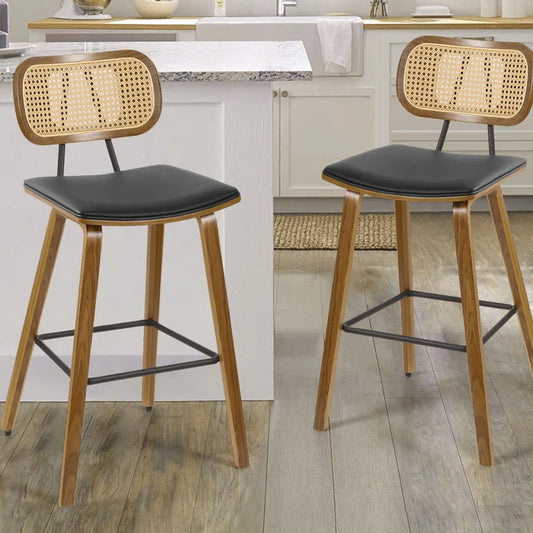 Latiu Swivel Upholstered Rattan Counter & Bar Stool