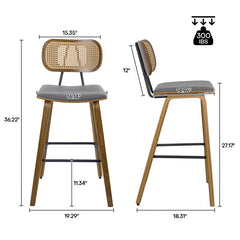 Latiu Swivel Upholstered Rattan Counter & Bar Stool