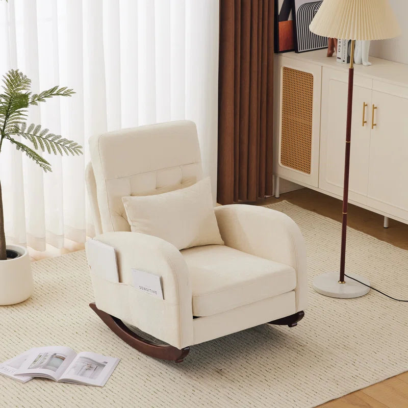 Barrack Upholstered Rocking Chair For Modern Living - Wooden Bazar