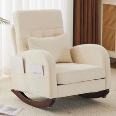 Barrack Upholstered Rocking Chair For Modern Living - Wooden Bazar