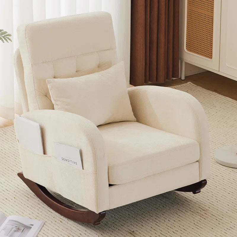 Barrack Upholstered Rocking Chair For Modern Living - Wooden Bazar