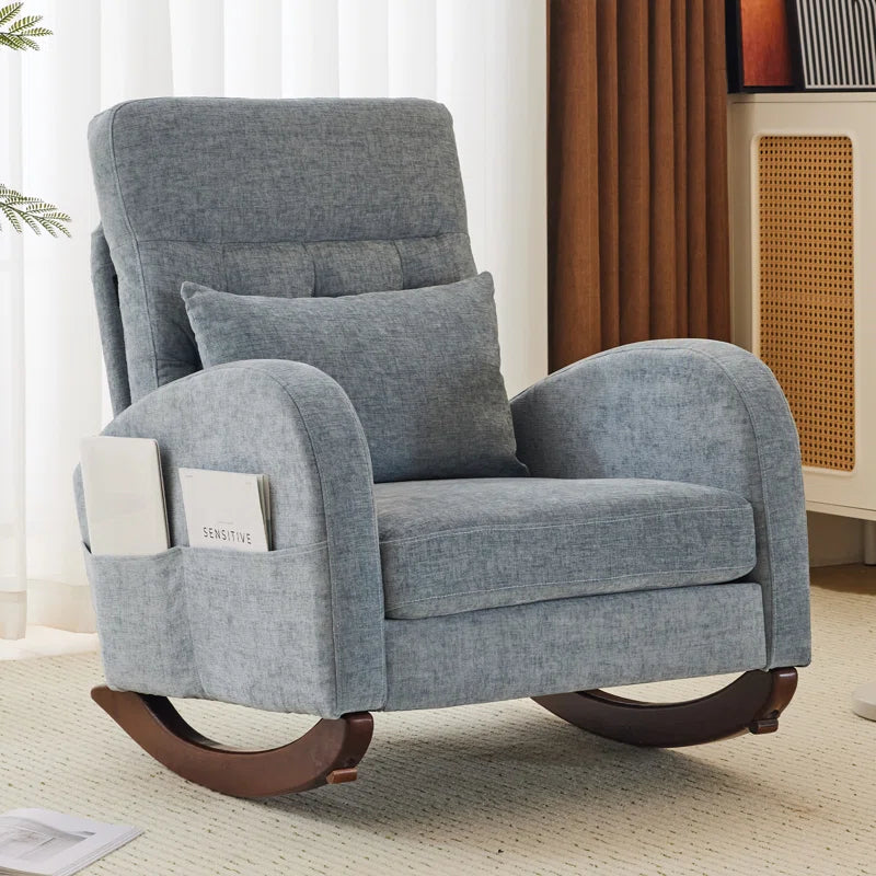 Barrack Upholstered Rocking Chair For Modern Living - Wooden Bazar