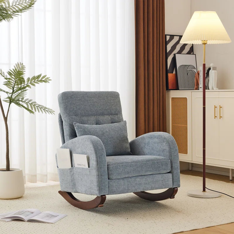 Barrack Upholstered Rocking Chair For Modern Living - Wooden Bazar