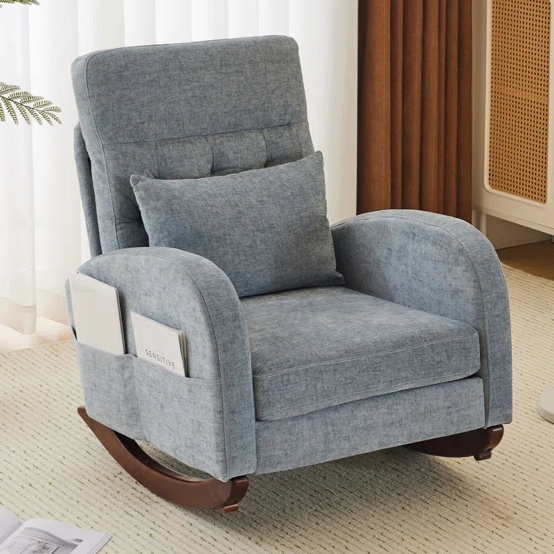 Barrack Upholstered Rocking Chair For Modern Living - Wooden Bazar