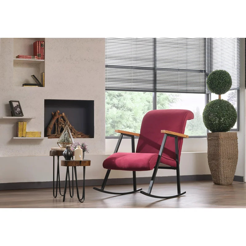 Kensis Upholstered Rocking Chair - Wooden Bazar