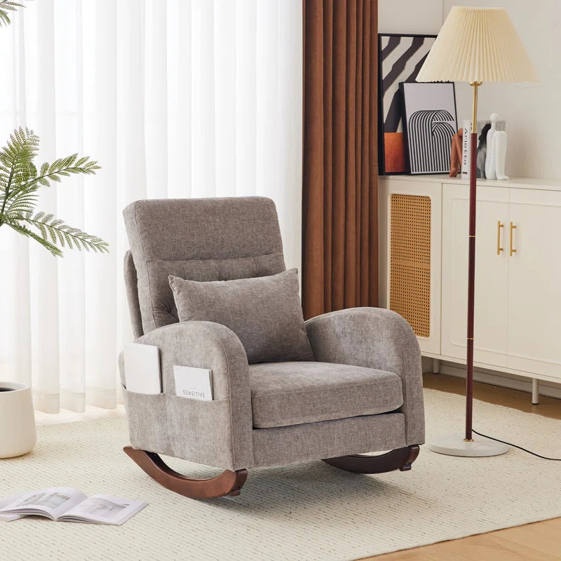 Barrack Upholstered Rocking Chair For Modern Living - Wooden Bazar