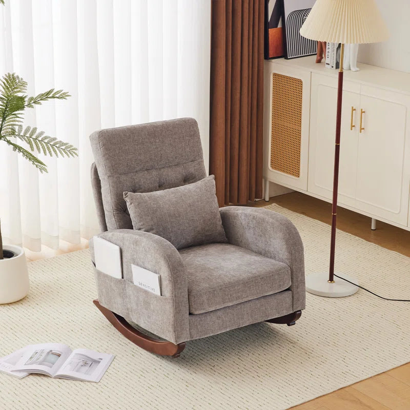 Barrack Upholstered Rocking Chair For Modern Living - Wooden Bazar