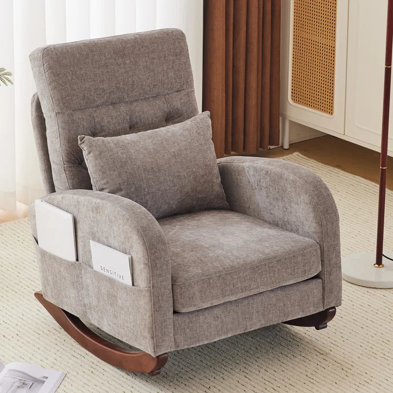 Barrack Upholstered Rocking Chair For Modern Living - Wooden Bazar