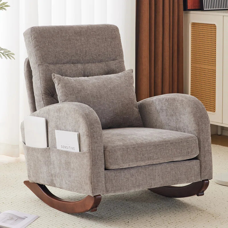 Barrack Upholstered Rocking Chair For Modern Living - Wooden Bazar