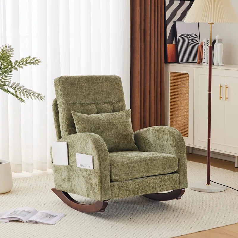 Barrack Upholstered Rocking Chair For Modern Living - Wooden Bazar