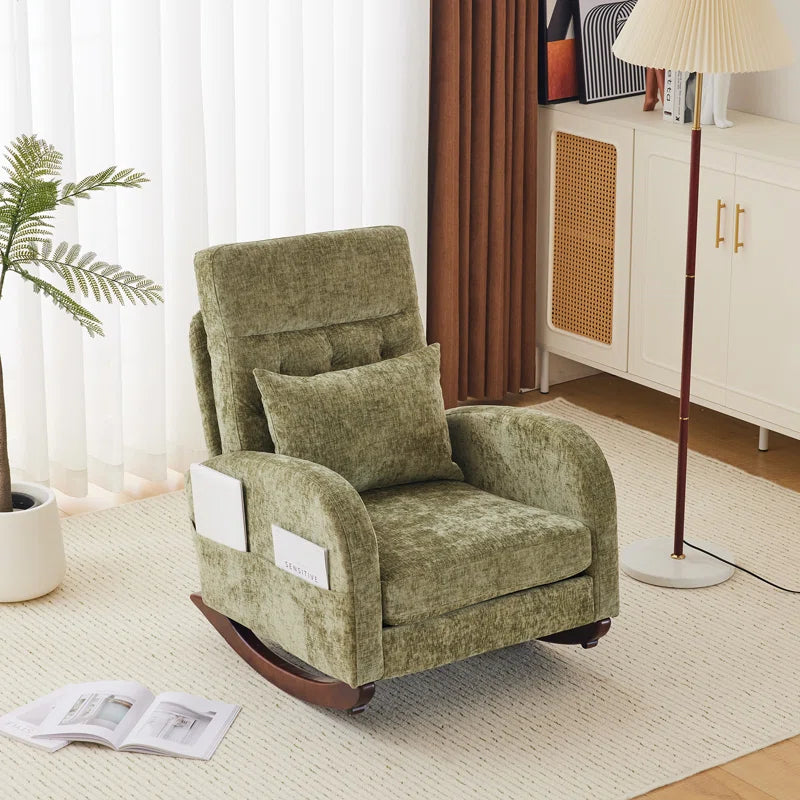 Barrack Upholstered Rocking Chair For Modern Living - Wooden Bazar