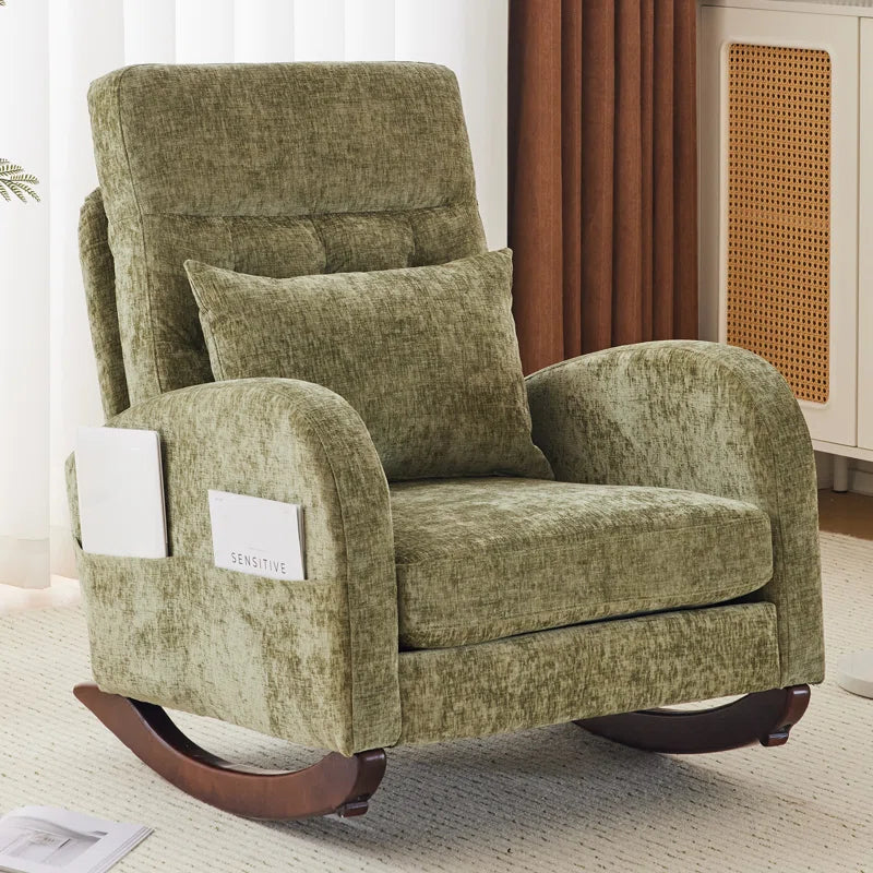 Barrack Upholstered Rocking Chair For Modern Living - Wooden Bazar