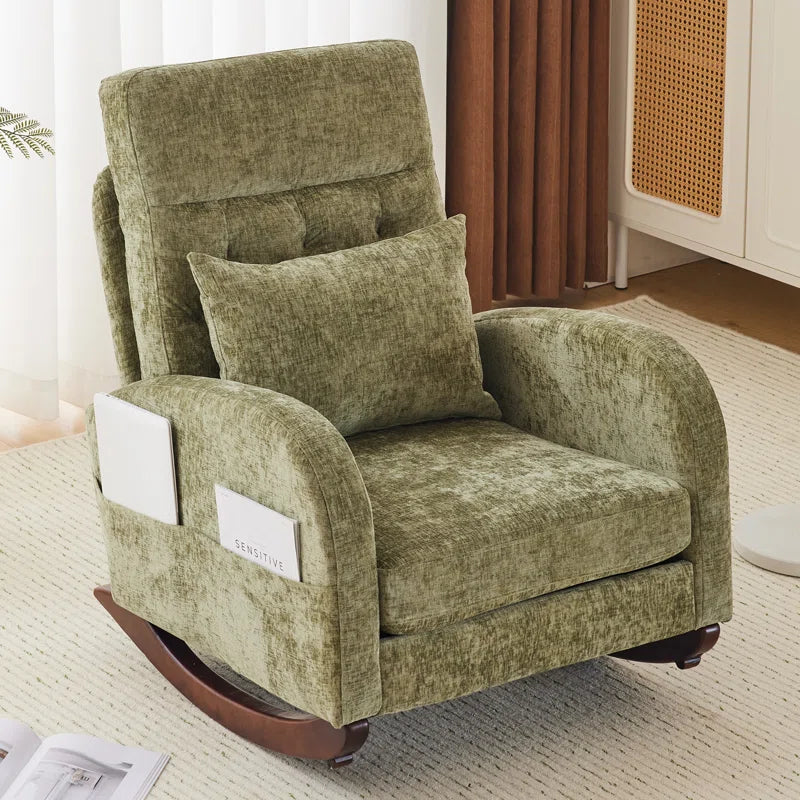 Barrack Upholstered Rocking Chair For Modern Living - Wooden Bazar