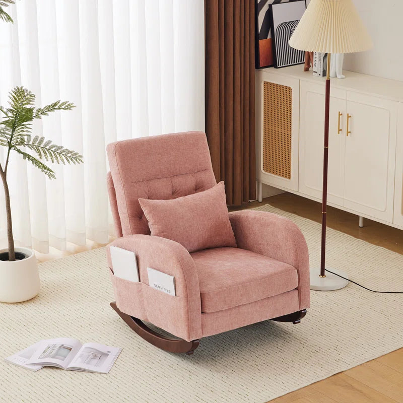 Barrack Upholstered Rocking Chair For Modern Living - Wooden Bazar