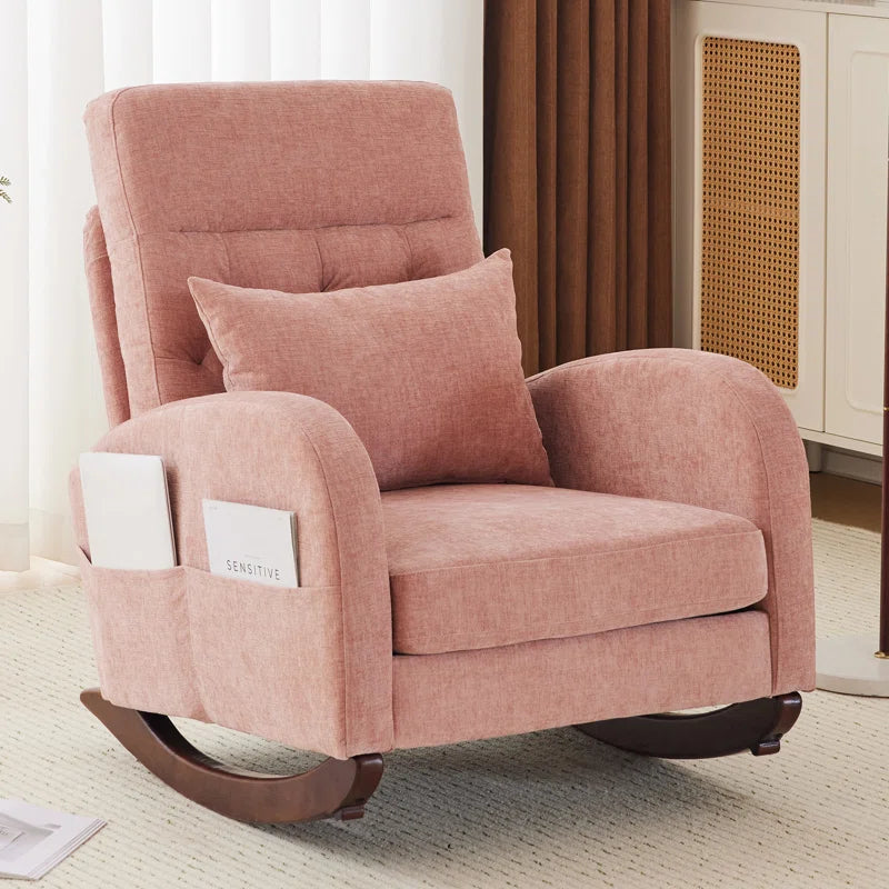 Barrack Upholstered Rocking Chair For Modern Living - Wooden Bazar