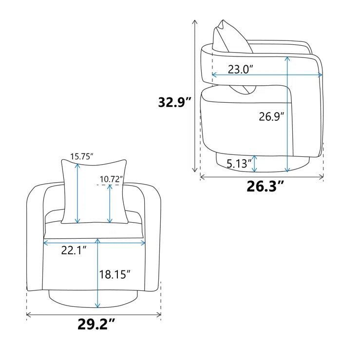 Belinivo Upholstered Swivel Barrel Chair (Set of 2) - Wooden Bazar