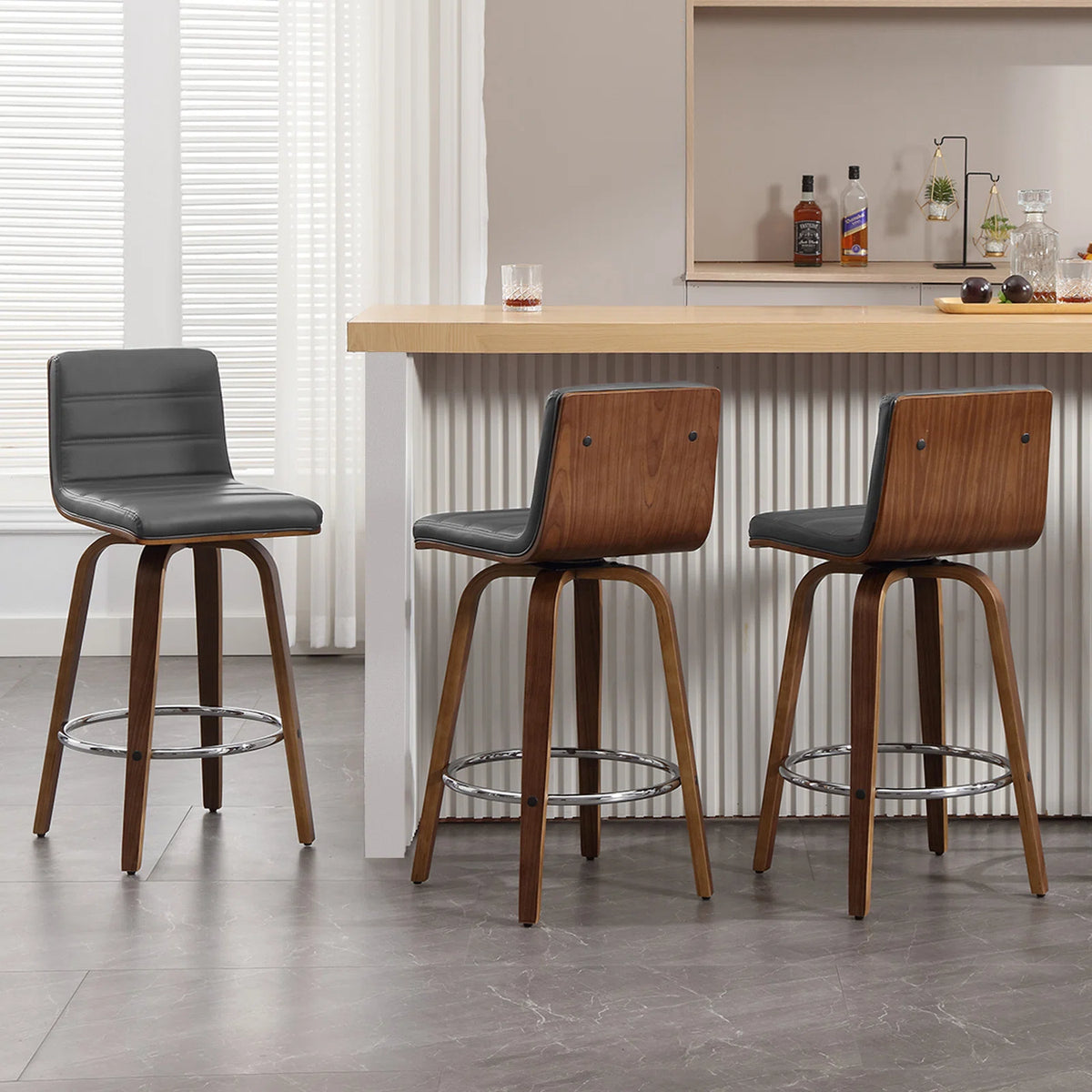 Corria Swivel Upholstered Swivel Counter & Bar Stool (Set of 3)