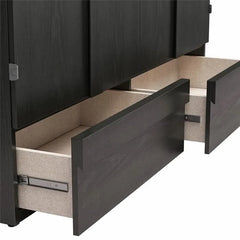 Queen Trifold Cabinet Murphy Bed with Memory Foam Mattress and Storage Drawers
