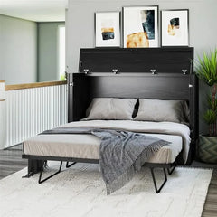 Queen Trifold Cabinet Murphy Bed with Memory Foam Mattress and Storage Drawers