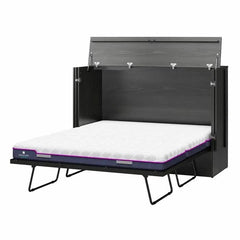 Queen Trifold Cabinet Murphy Bed with Memory Foam Mattress and Storage Drawers