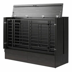 Queen Trifold Cabinet Murphy Bed with Memory Foam Mattress and Storage Drawers