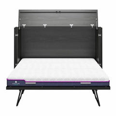 Queen Trifold Cabinet Murphy Bed with Memory Foam Mattress and Storage Drawers