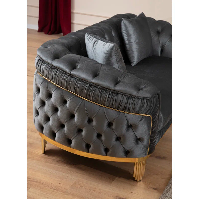 Valoriea 2 - Piece Velvet Living Room Luxury Sofa Set