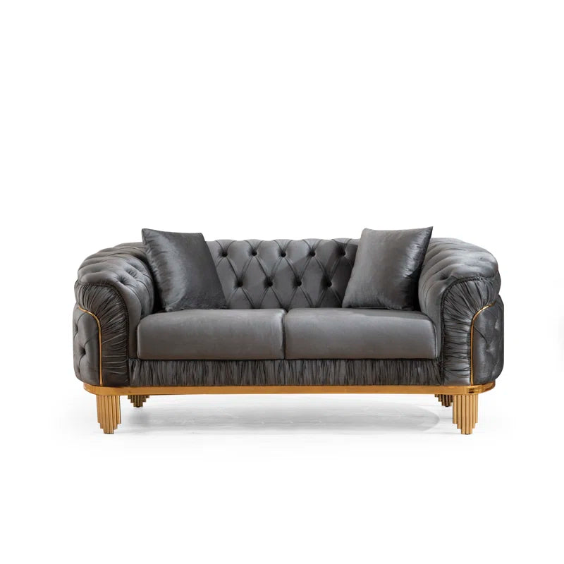 Valoriea 2 - Piece Velvet Living Room Luxury Sofa Set
