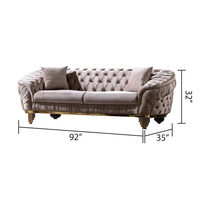 Valoriea 2 - Piece Velvet Living Room Luxury Sofa Set