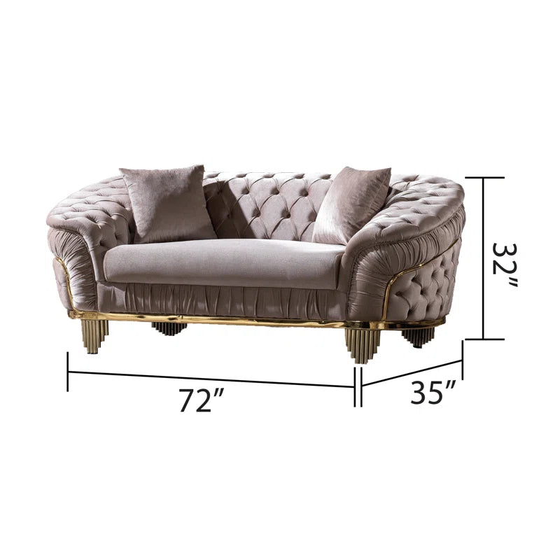 Valoriea 2 - Piece Velvet Living Room Luxury Sofa Set