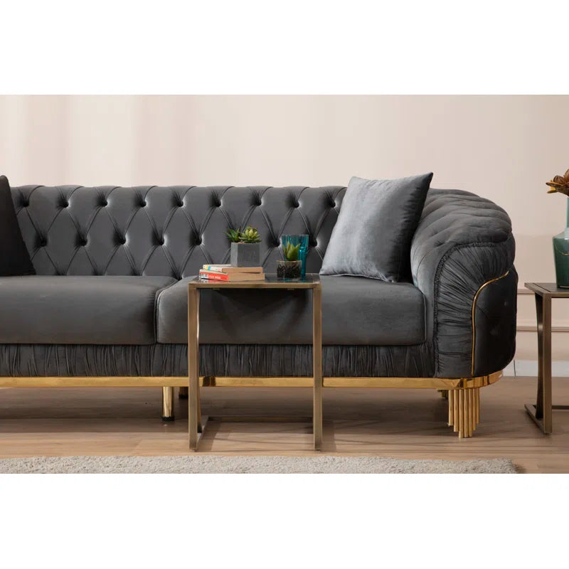 Valoriez 3 - Piece Velvet Living Room Luxury Sofa Set