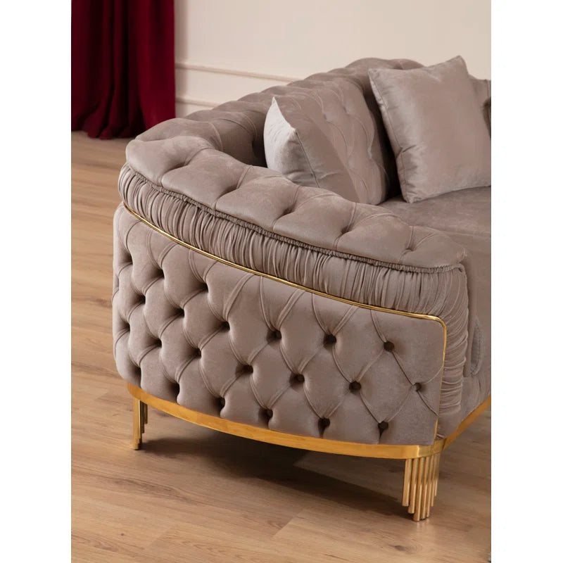 Valoriez 3 - Piece Velvet Living Room Luxury Sofa Set