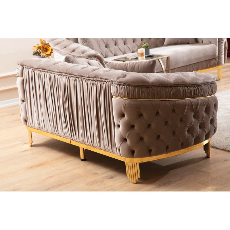 Valoriez 3 - Piece Velvet Living Room Luxury Sofa Set