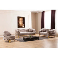 Valoriez 3 - Piece Velvet Living Room Luxury Sofa Set