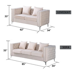Vanidav 2 - Piece Velvet Living Room Luxury Sofa Set