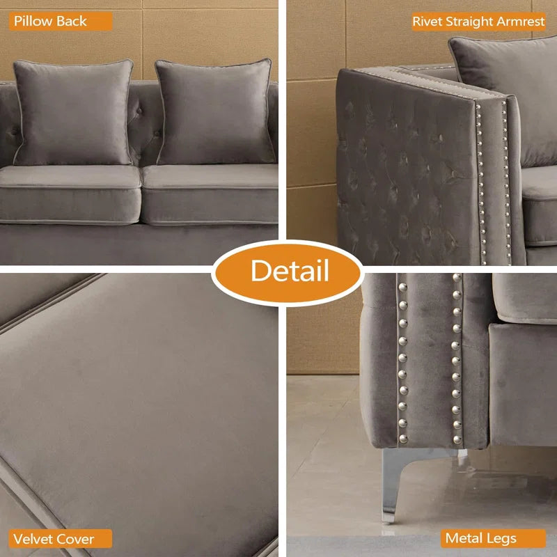 Vanidav 2 - Piece Velvet Living Room Luxury Sofa Set