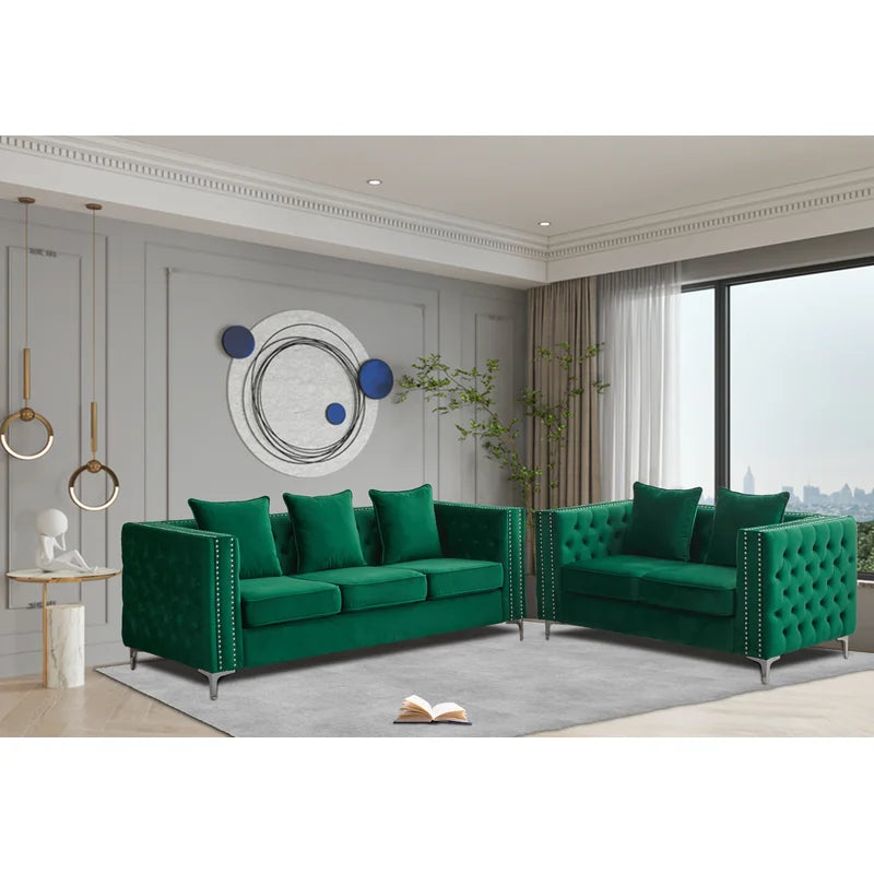 Vanidav 2 - Piece Velvet Living Room Luxury Sofa Set