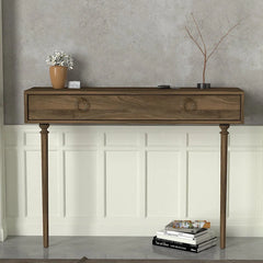 Dacterate Modern Wooden Console Table with Dual Drawers and Sleek Design