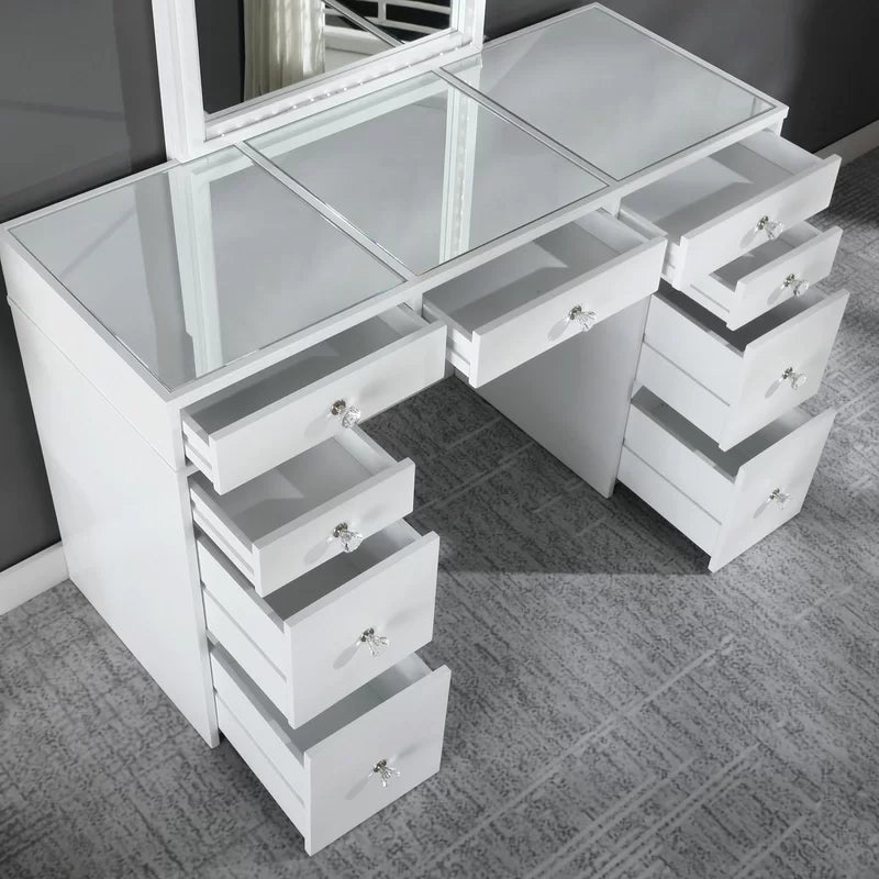 Aflader White Luxury Vanity Dressing Table - Wooden bazar