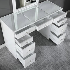 Aflader White Luxury Vanity Dressing Table - Wooden bazar